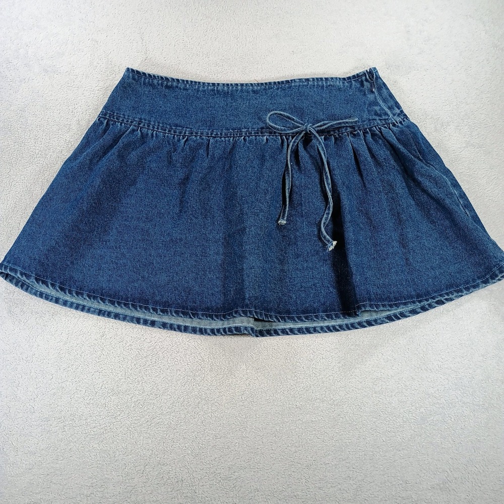 Le Lis Womens Denim Mini Skirt Dark Wash Medium Bow Detail‎